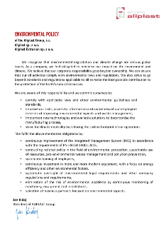 „ALIPLAST GROUP“ – APLINKOSAUGOS POLITIKA („ALIPLAST GROUP“ – APLINKOSAUGOS POLITIKA)