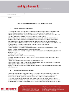 Bendrosios „Aliplast“ Sp. z o.o. gaminių pardavimo sąlygos