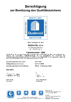SERTIFIKATAI Aliplast Qualanod - GE