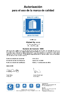 SERTIFIKATAI Aliplast Qualanod - ESP