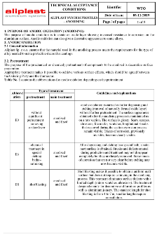 WTO – TECHNINĖS PRIĖMIMO SĄLYGOS – „ALIPLAST“ SISTEMŲ PROFILIAI – ANODAVIMAS