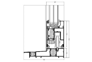 „ULTRAGLIDE“ skerspjūvis per rėmą ir varčią – modelis su žemu slenksčiu (UG 1114 + UG 820N)