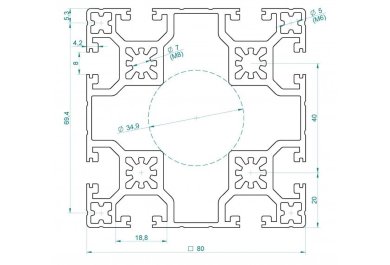 Aliuminio konstrukcinis profilis 80x80